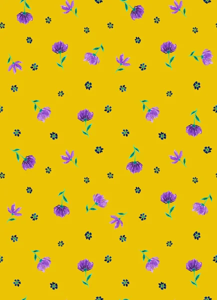 Hand Drawn Seamless Watercolor Colorful Bright Pattern Colorful Flowers — Stock Photo, Image