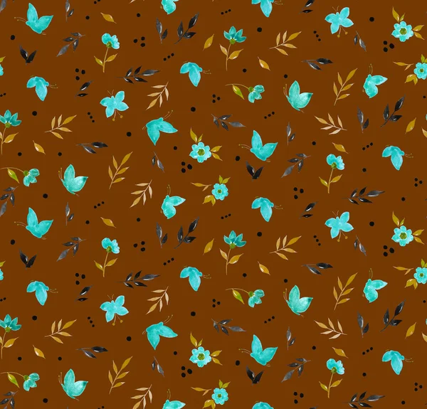 Безморщинистый Яркий Узор Бабочками Листьями — стоковое фото