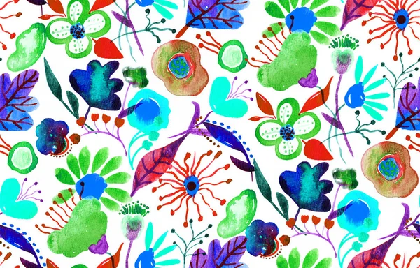 Renkli Çiçeklerle Renksiz Parlak Desenli Çizimi — Stok fotoğraf