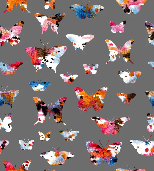 Bezszwowy Kolorowy Jasny Wzór Motylami — Zdjęcie stockowe