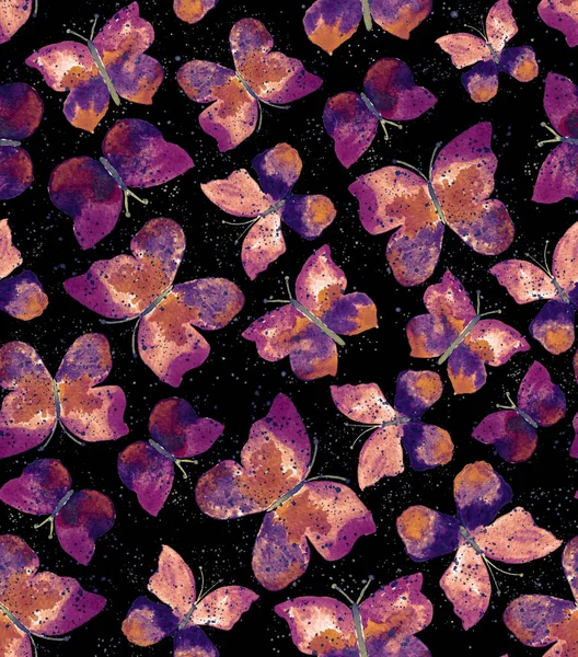 Modello Luminoso Colorato Senza Soluzione Continuità Con Farfalle Punti — Foto Stock
