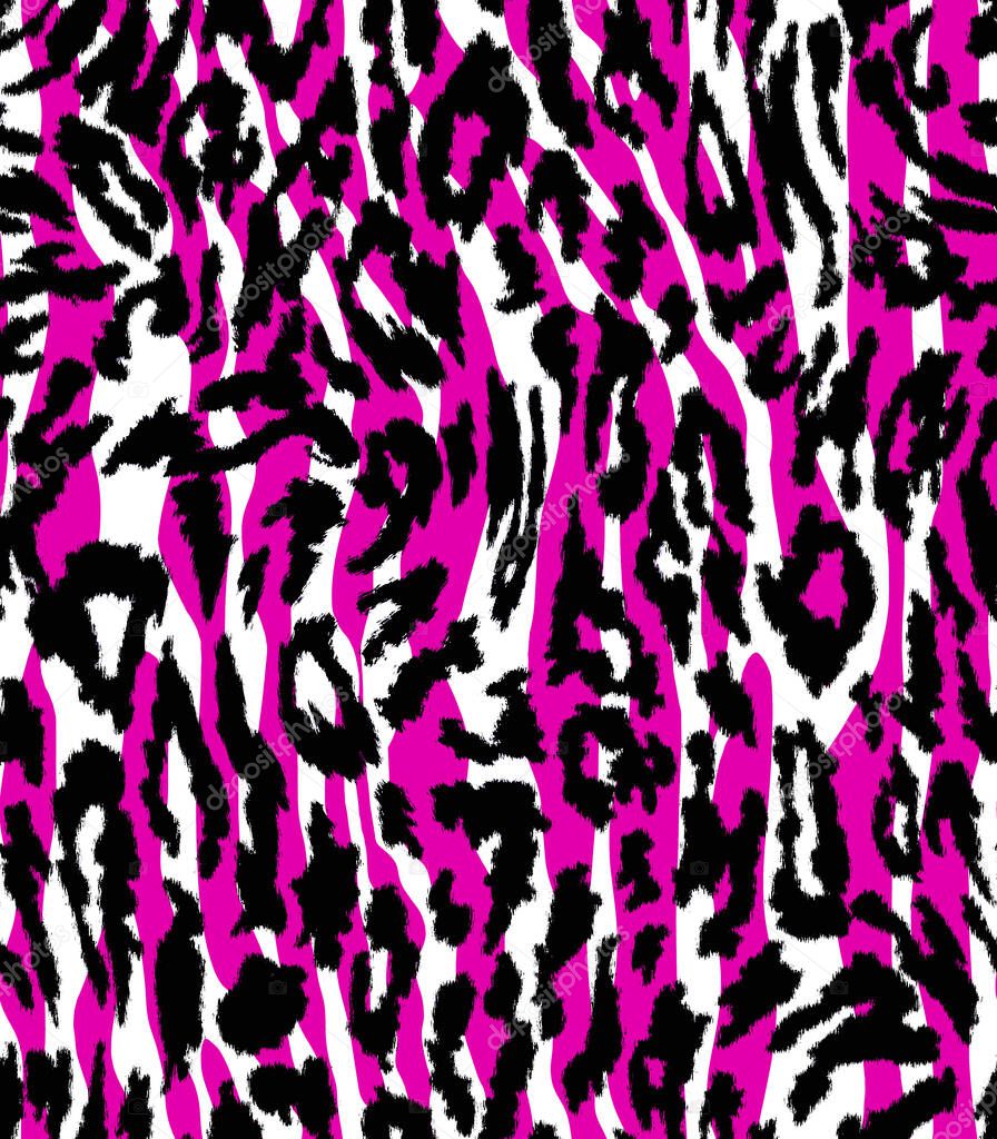 hand drawn seamless colorful bright pattern with leopard spots