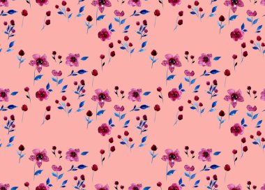 Renkli çiçeklerle renksiz, parlak desenli el çizimi