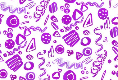 Elleri, bulanık suluboya geometrik şekillerle renksiz parlak desenler çizmiş.