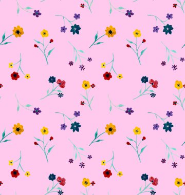 Renkli çiçeklerle renksiz, parlak desenli el çizimi  