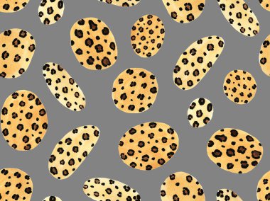 Çemberin üzerinde leopar benekleri olan pürüzsüz parlak desenli el çizimi.