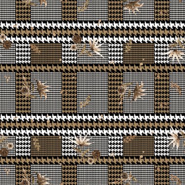 Geometrik arkaplanda renkli çiçeklerle renksiz parlak desen çizildi 