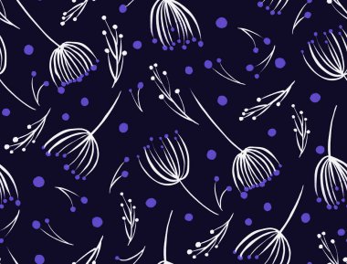 Noel çiçekleri ile el çizimi renksiz desen