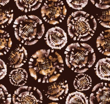 Çiçeksel Diy Shibori tarzında renksiz parlak desenli el çizimi