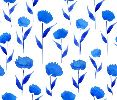 Renkli çiçeklerle renksiz, parlak desenli el çizimi