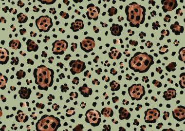 Leopar benekli, renksiz, parlak desenli el çizimi.