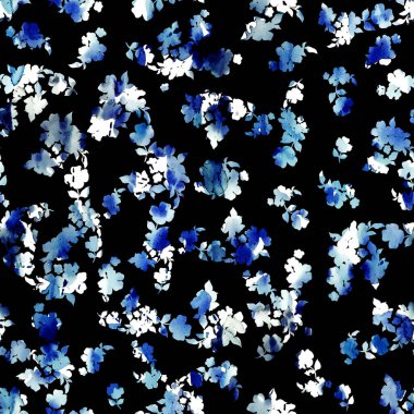 Renkli çiçeklerle renksiz parlak desen 