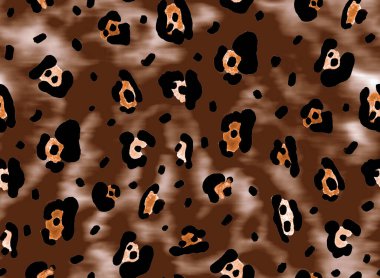 Ombre leopar desenli kusursuz parlak desenli el çizimi.