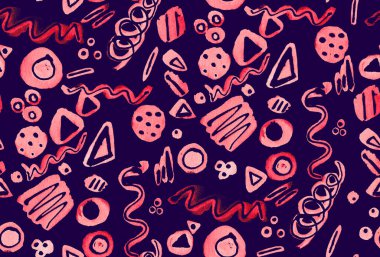 Elleri, bulanık suluboya geometrik şekillerle renksiz parlak desenler çizmiş.