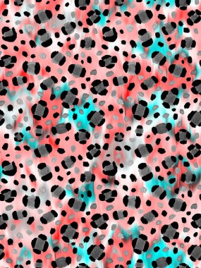 Leopar benekli, renksiz, parlak desenli el çizimi. 