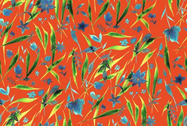 Yapraklar ve çiçeklerle renksiz parlak desenler çizilmiş.  