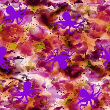 Ahtapot şekilli soyut renksiz parlak kravat deseni