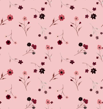 Renkli çiçeklerle renksiz, parlak desenli el çizimi  