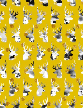 Geyiklerle renksiz parlak desen