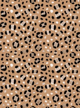 Leopar benekli, renksiz, parlak desenli el çizimi.
