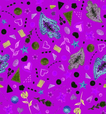 soyut el, çiçek ve geometrik sembollerle renksiz parlak desen çizdi 