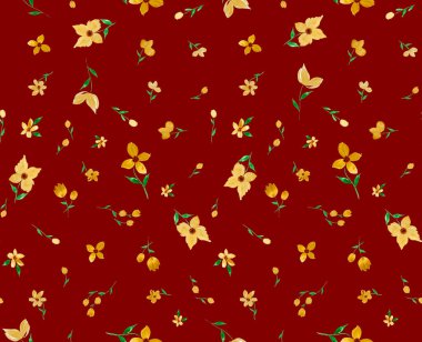 Renkli çiçeklerle renksiz, parlak desenli el çizimi