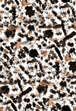 Elleri, bulanık mürekkep lekeleriyle renksiz, parlak desenli.