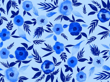 Renkli çiçeklerle renksiz, parlak desenli el çizimi