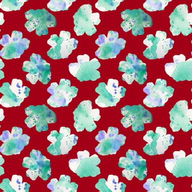 Çiçeklerle renksiz parlak desenli suluboya