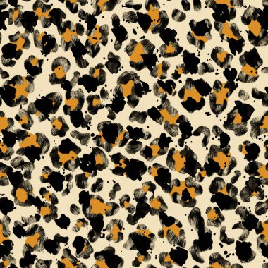 Leopar benekli, renksiz, parlak desenli el çizimi.