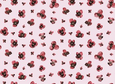 Renkli çiçeklerle renksiz, parlak desenli el çizimi