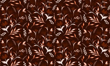 Renkli çiçeklerle renksiz, parlak desenli el çizimi