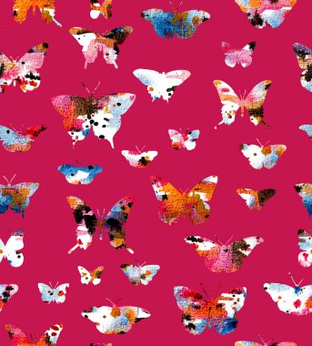 Kelebeklerle renksiz parlak desen  