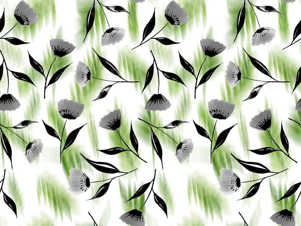 Kártya Kézzel Rajzolt Akvarell Fényes Virágok — Stock Fotó