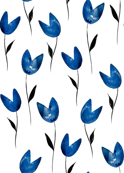 Ręcznie Rysowany Bezszwowy Wzór Kolorowymi Tulipanami — Zdjęcie stockowe