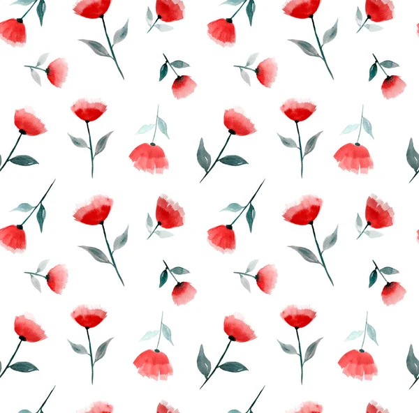 Patrón Sin Costura Dibujado Mano Con Flores Colores —  Fotos de Stock