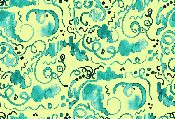 Hand Drawn Seamless Colorful Bright Pattern Blurry Watercolor Brush Strokes — Stock Photo, Image