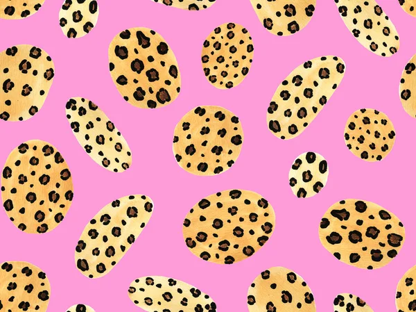 Dibujado Mano Brillante Sin Fisuras Con Manchas Leopardo Círculos —  Fotos de Stock