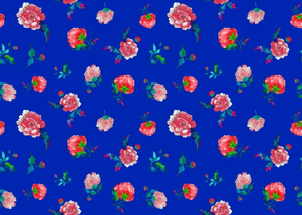 Ręcznie Rysowane Bezszwowe Kolorowe Jasny Wzór Kolorowymi Kwiatami Etnicznymi — Zdjęcie stockowe