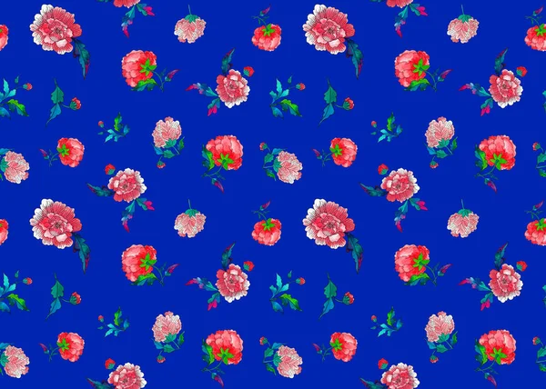 Hand Drawn Seamless Colorful Bright Pattern Colorful Ethnic Flowers — Stock Photo, Image