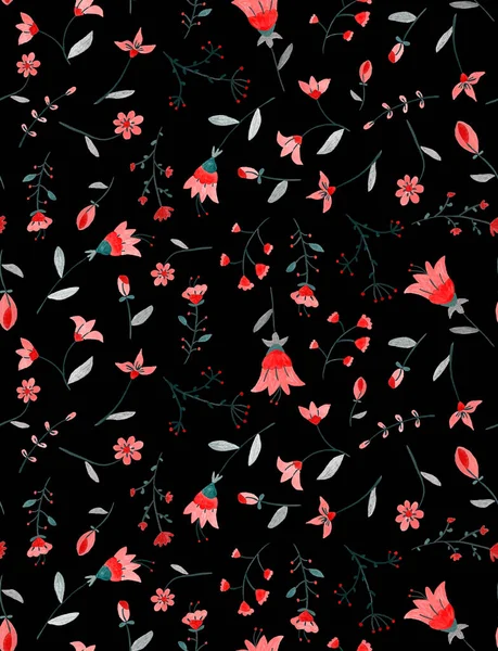 Hand Gezeichnet Nahtlose Bunte Hintergrund Mit Blumen — Stockfoto