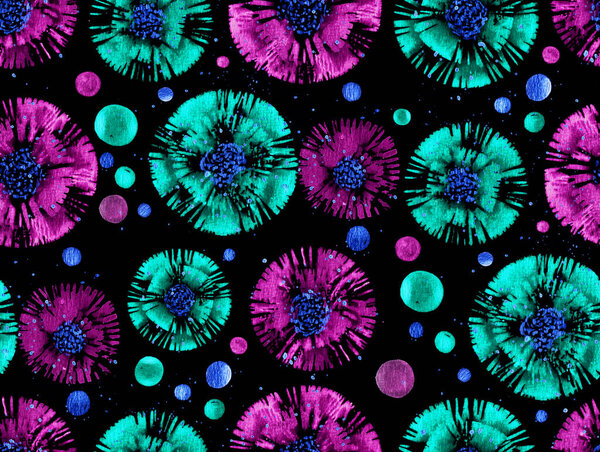 hand drawn seamless colorful bright pattern in diy shibori style