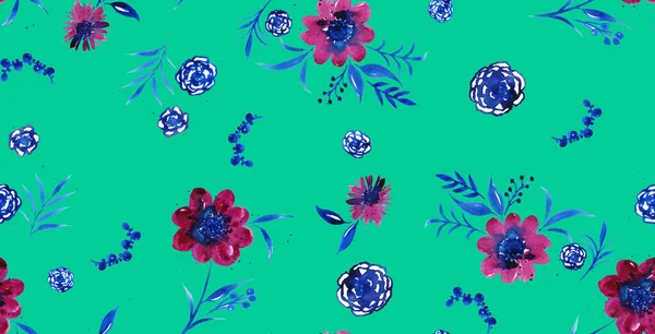 Hand Drawn Seamless Colorful Bright Pattern Colorful Flowers — Stock Photo, Image