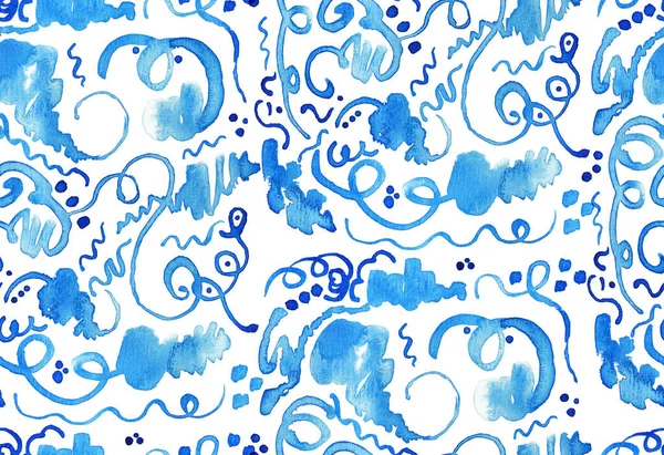 Hand Drawn Seamless Colorful Bright Pattern Blurry Watercolor Brush Strokes — Stock Photo, Image