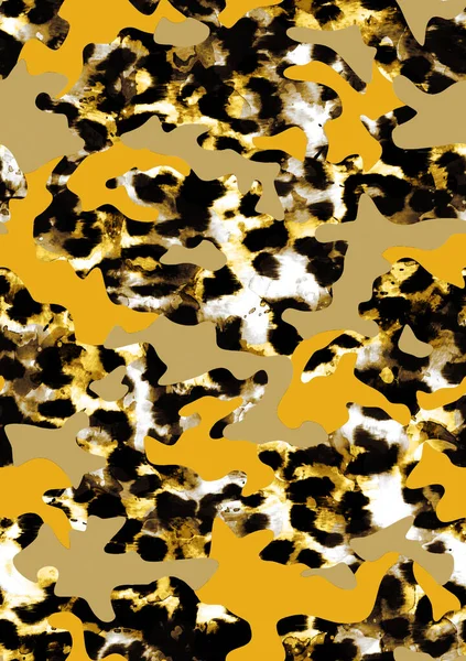 Bezešvé Ručně Kreslené Abstraktní Akvarel Leopard Gepardí Kůže Vzor Skvrnami — Stock fotografie