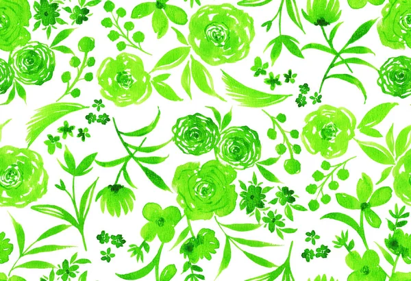 Hand Drawn Seamless Watercolorful Bright Pattern Flowers — Stock Photo, Image