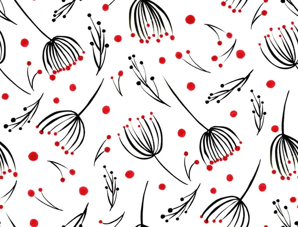 Hand Drawn Seamless Colorful Pattern Christmas Flowers — Stock Photo, Image