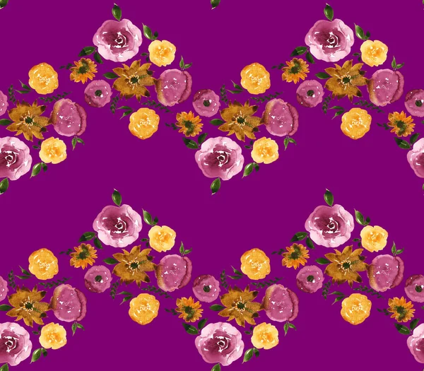 Hand Drawn Seamless Colorful Bright Pattern Colorful Flowers — Stock Photo, Image