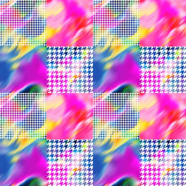 Abstract Naadloze Kleurrijke Heldere Das Kleurstof Patroon Met Vierkanten — Stockfoto