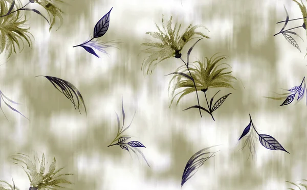 Handgezeichnete Nahtlose Bunte Helle Muster Mit Bunten Blumen Und Blättern — Stockfoto